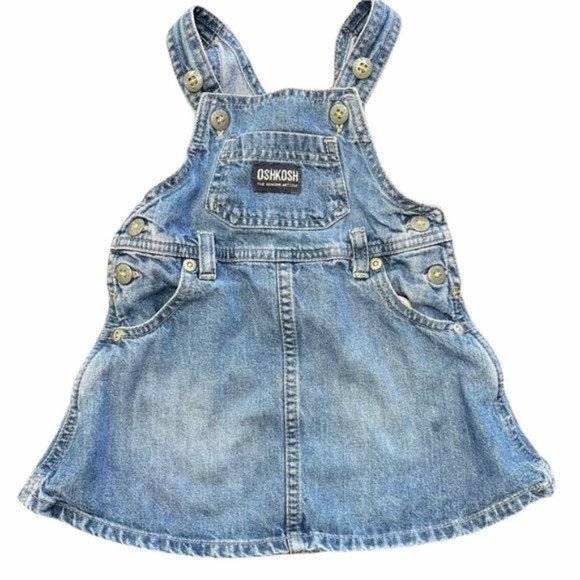 Oshkosh Toddler Girl Denim Overall Dress Skirt Vintage 18 Months - Picture 1 of 4